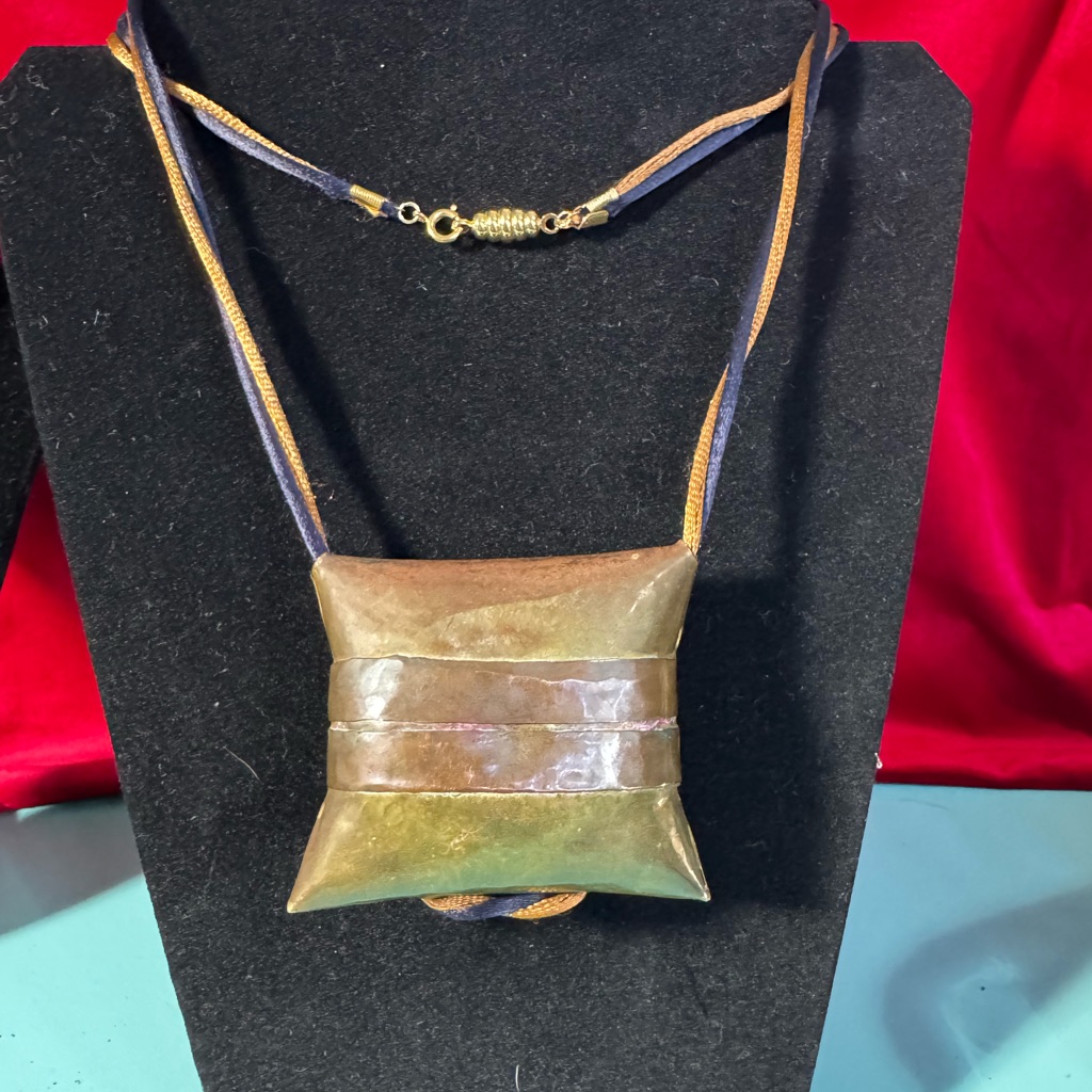 Brass And Copper Vintage Pillow Purse Newly Stringed